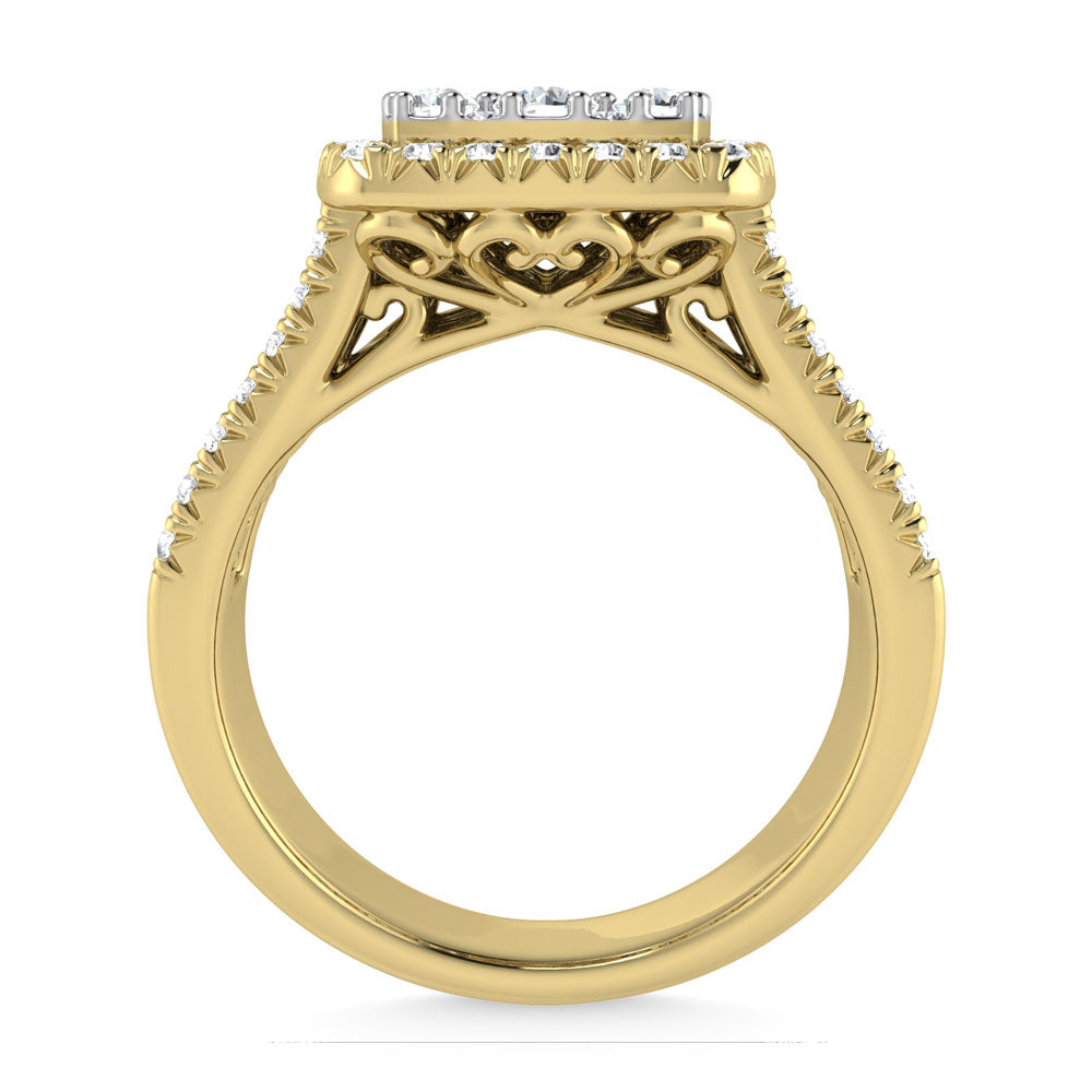 Diamond 2 Ct.Tw. Round and Tapper Engagement Ring in 14K Yellow Gold
