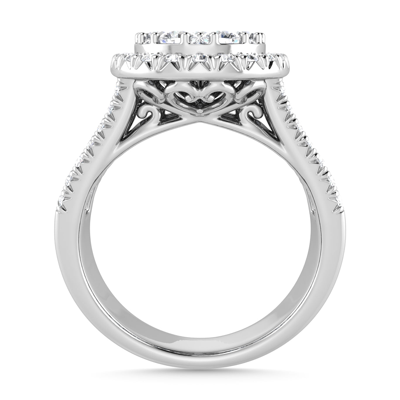 Diamond 2 Ct.Tw. Round and Tapper Engagement Ring in 14K White Gold
