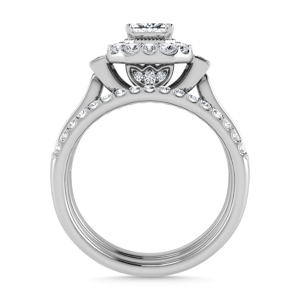 10K White Gold Diamond 1 Ct.Tw. Emerald Shape Bridal Ring