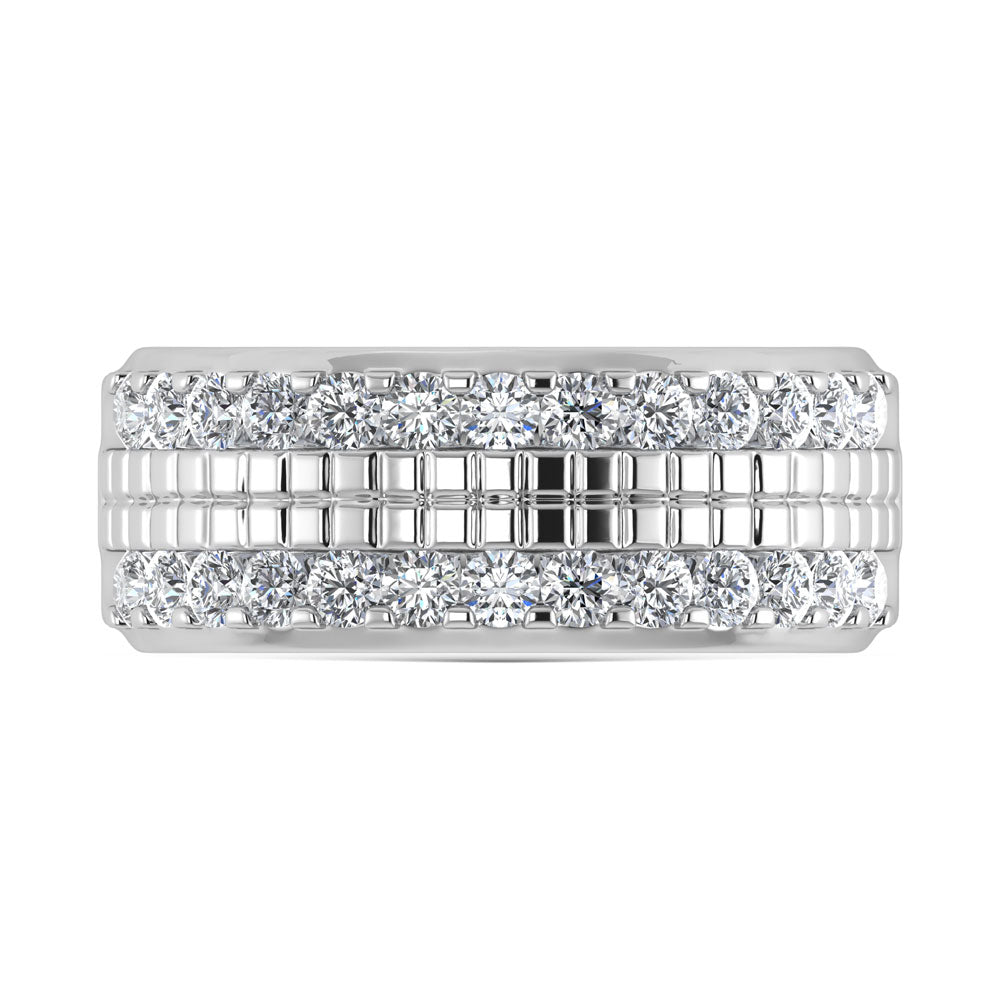 14K White Gold Diamond 1 Ct.Tw. Channel Set Mens Machine Band