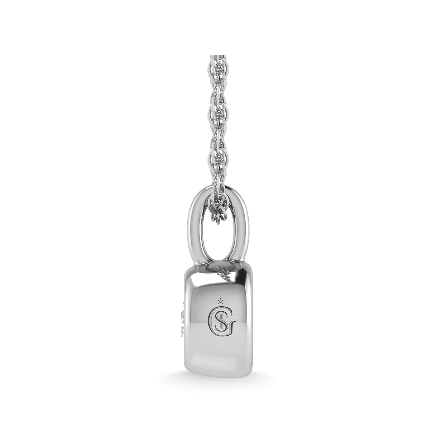 14K White Gold Diamond 1/6 Ct.Tw. Solitaire Pendant
