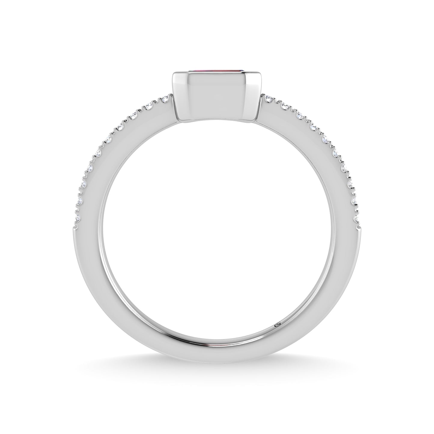 14K White Gold Diamond 3/8 Ct.Tw. And Ruby Ring