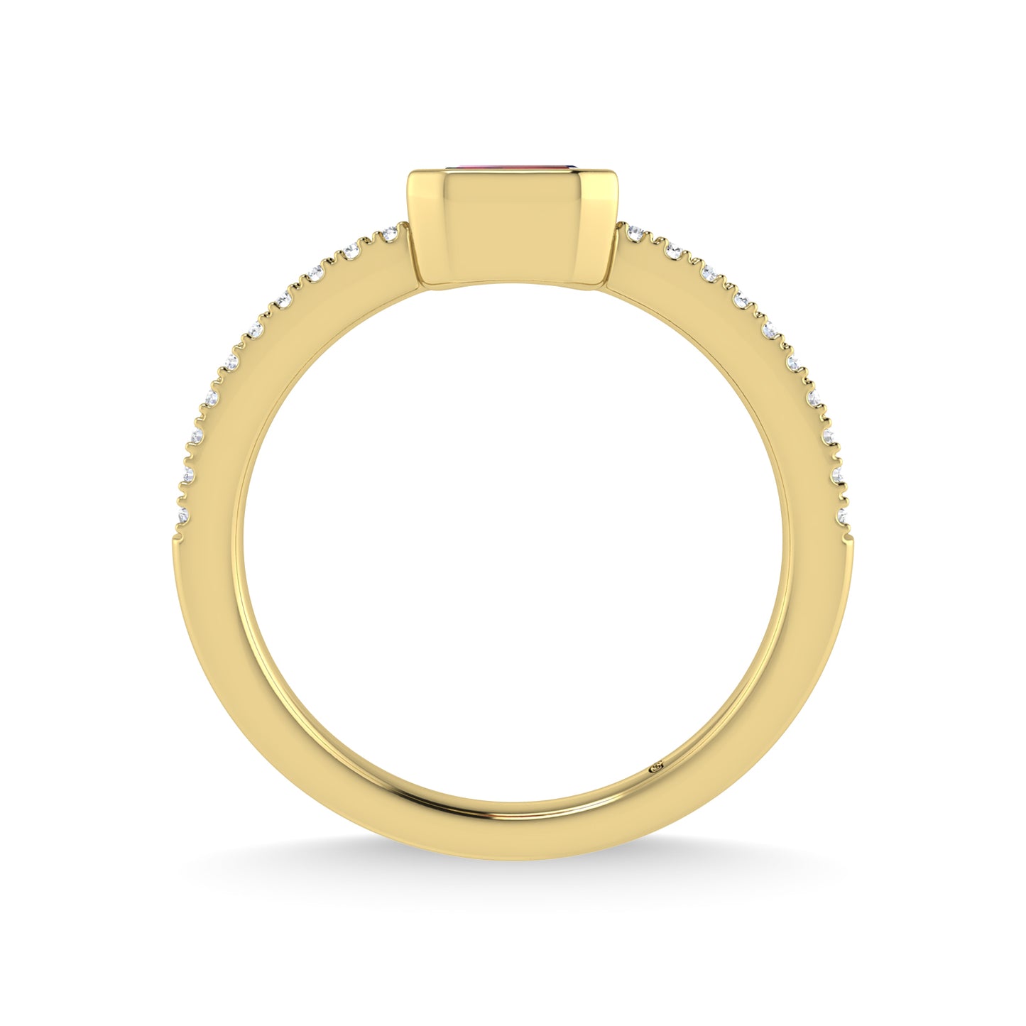 14K Yellow Gold Diamond 3/8 Ct.Tw. And Ruby Ring