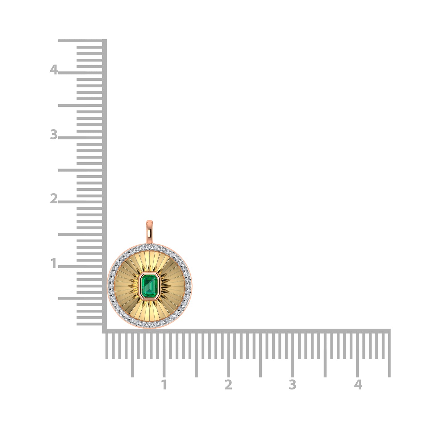 This circle pendant has a textured finish and is crafted with 14k rose gold. There are a total of 41 round cut diamonds, 3/8 ct tw. The chain is adjustable up to 18 inches in length.