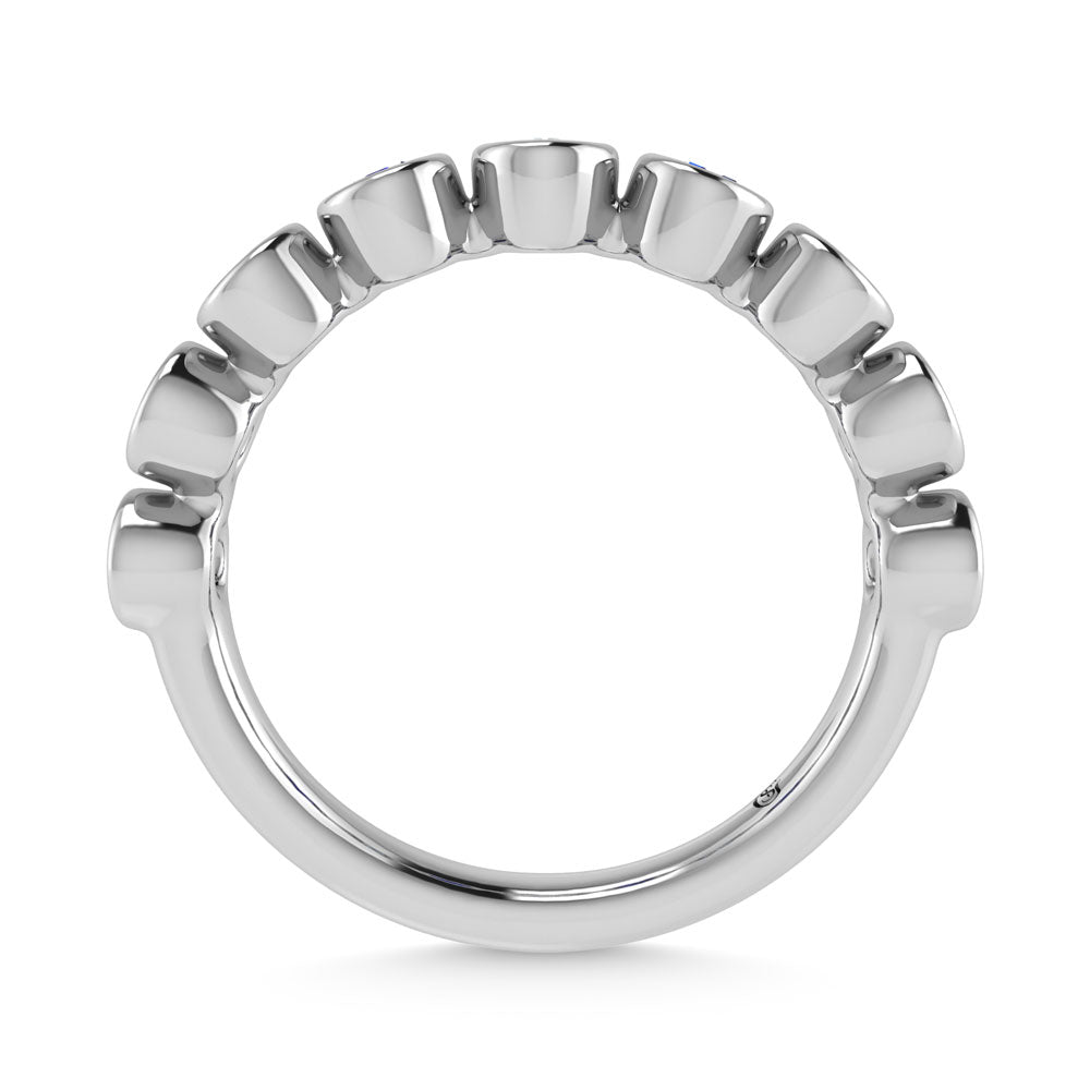 14K White Gold 1/2 Ct.Tw. Alternate Diamond and Blue Sapphire Stackable Band