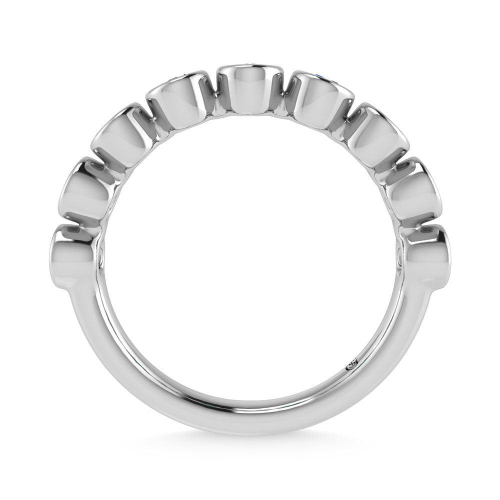 14K White Gold 1/2 Ct.Tw. Alternate Diamond and Emerald Stackable Band