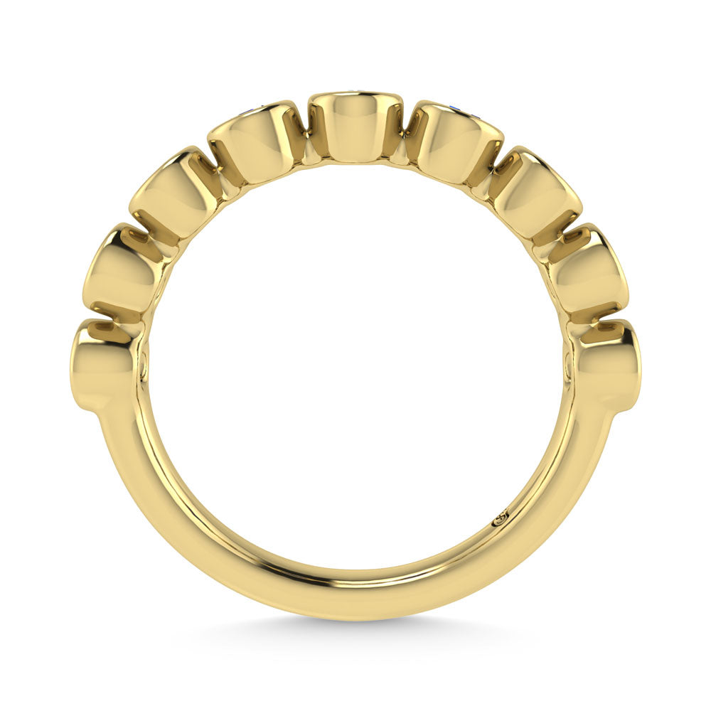 14K Yellow Gold 1/2 Ct.Tw. Alternate Diamond and Blue Sapphire Stackable Band