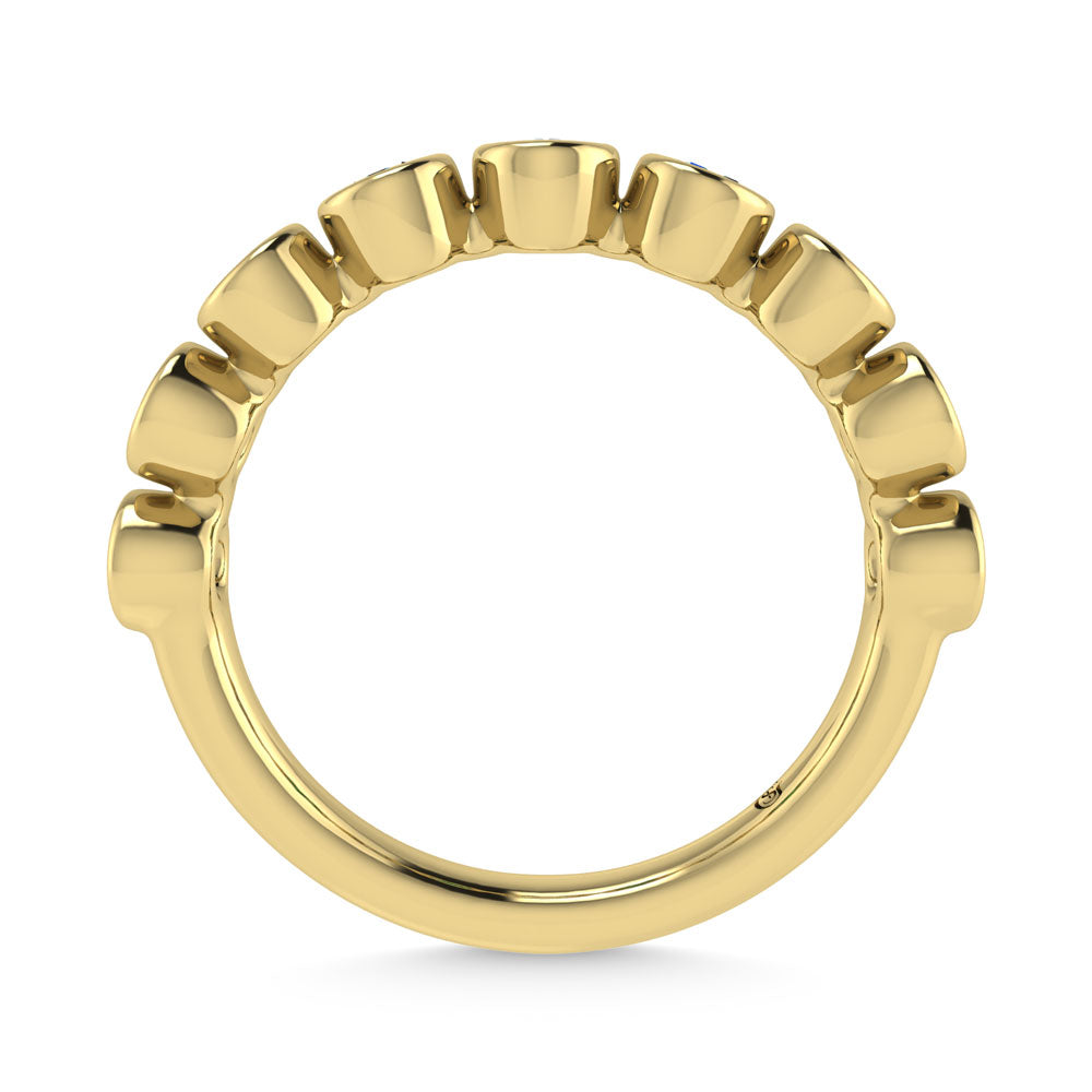 14K Yellow Gold 1/2 Ct.Tw. Alternate Diamond and Emerald Stackable Band