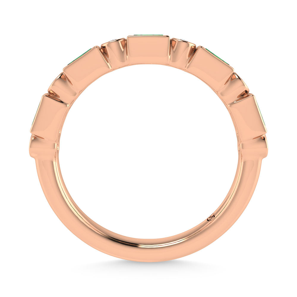 14K Rose Gold 1/3 Ct.Tw. Alternate Diamond and Emerald Stackable Band