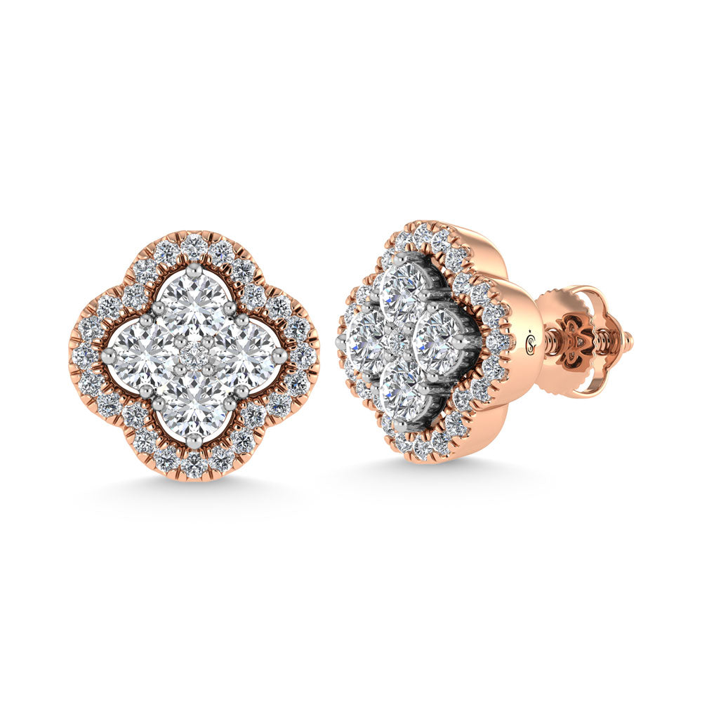 14K Rose Gold 1/2 Ct.Tw. Diamond Fashion Earrings