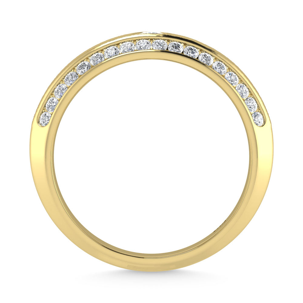 14K Yellow Gold Diamond 5/8 Ct.Tw. Channel and Bezel Set Mens Machine Band