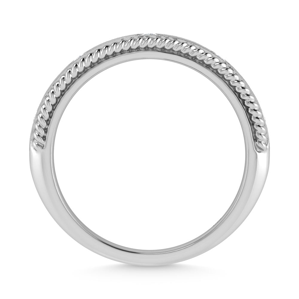 14K W Gold Diamond 1/6 Ct.Tw. Bezel Set Machine Band
