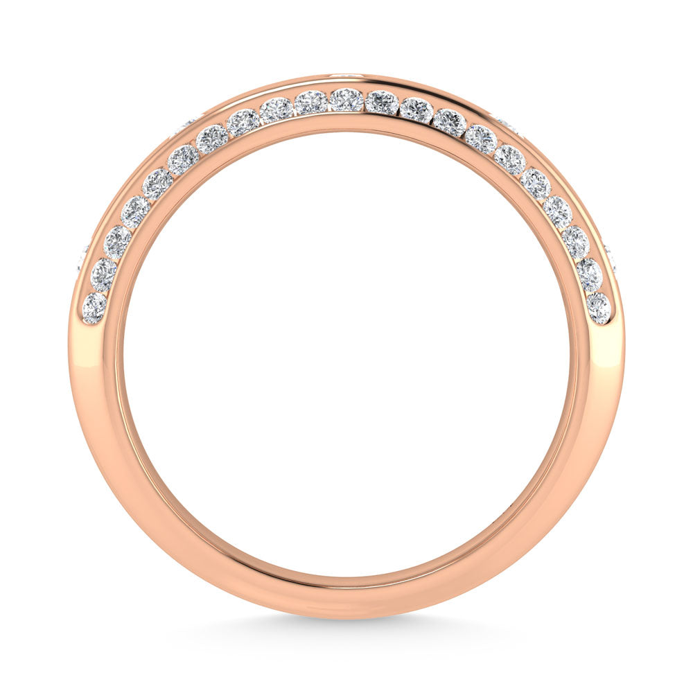 14K Rose Gold Diamond 3/4 Ct.Tw. Channel and Bezel Set Mens Machine Band