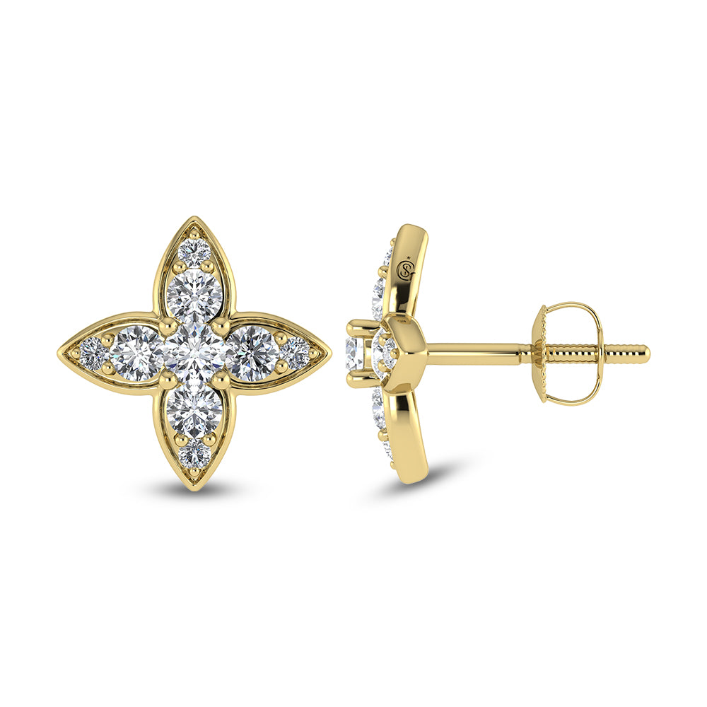14K Yellow Gold Diamond 3/4 Ct.Tw. Fashion Earrings
