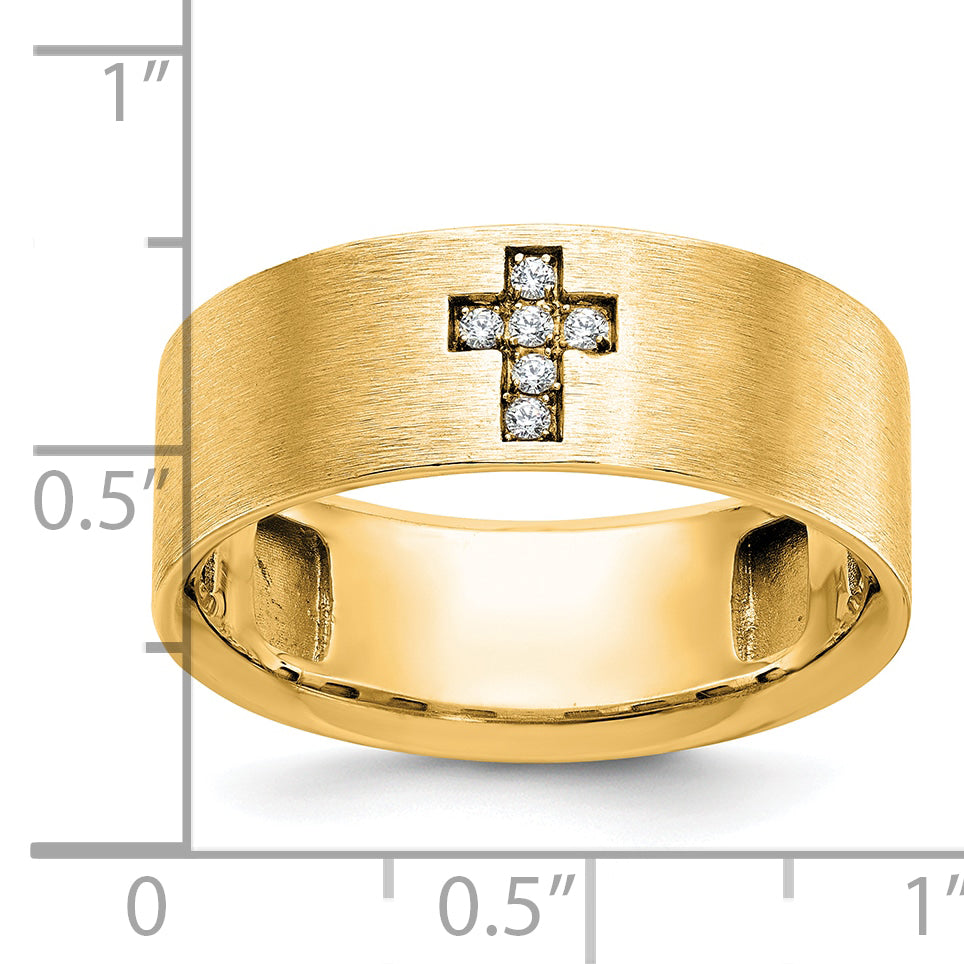 10k IBGoodman Men's Satin 1/20 Carat Lab Grown VS/SI FGH Dia Cross Ring