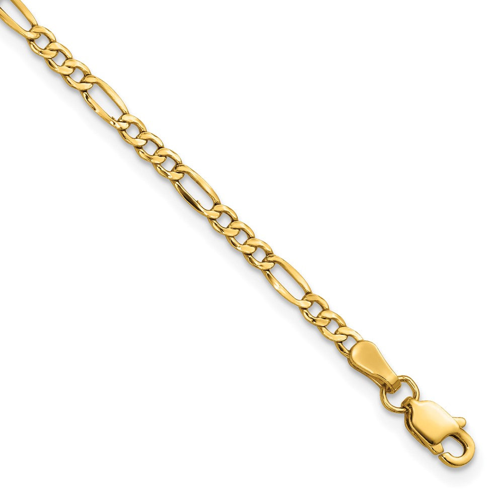 14k 2.5mm Semi-Solid Figaro Chain Anklet