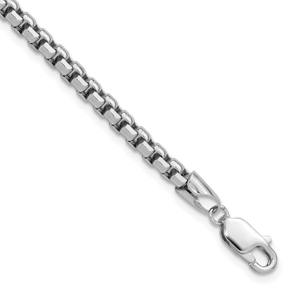 14k White Gold 3.6mm Semi-Solid Round Box Chain