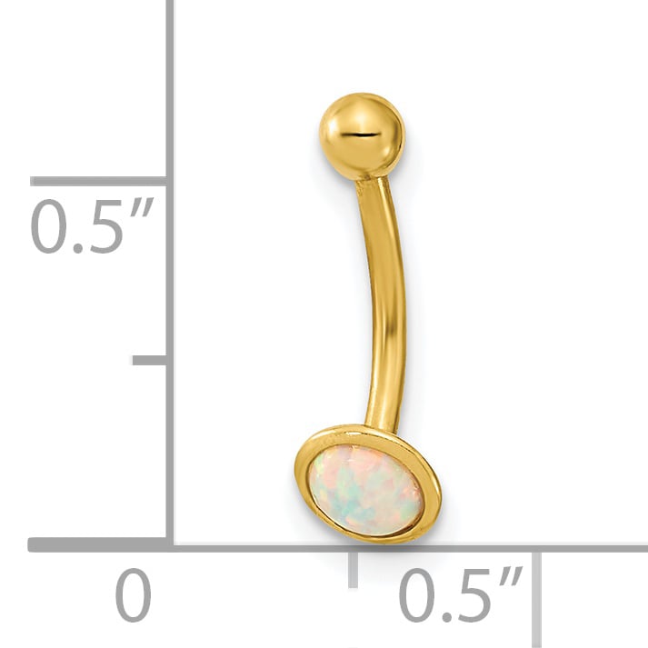 14K 16 Gauge Created Opal Eyebrow Ring Body Jewelry