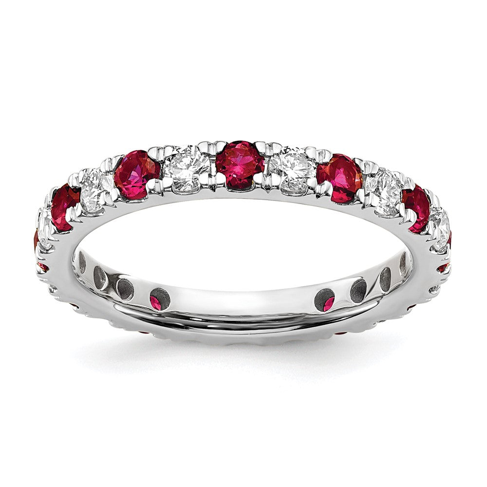 14kw 7/8ct Lab Grown Diamond VS/SI+ G+ & Cr Ruby Size 8 Eternity Band