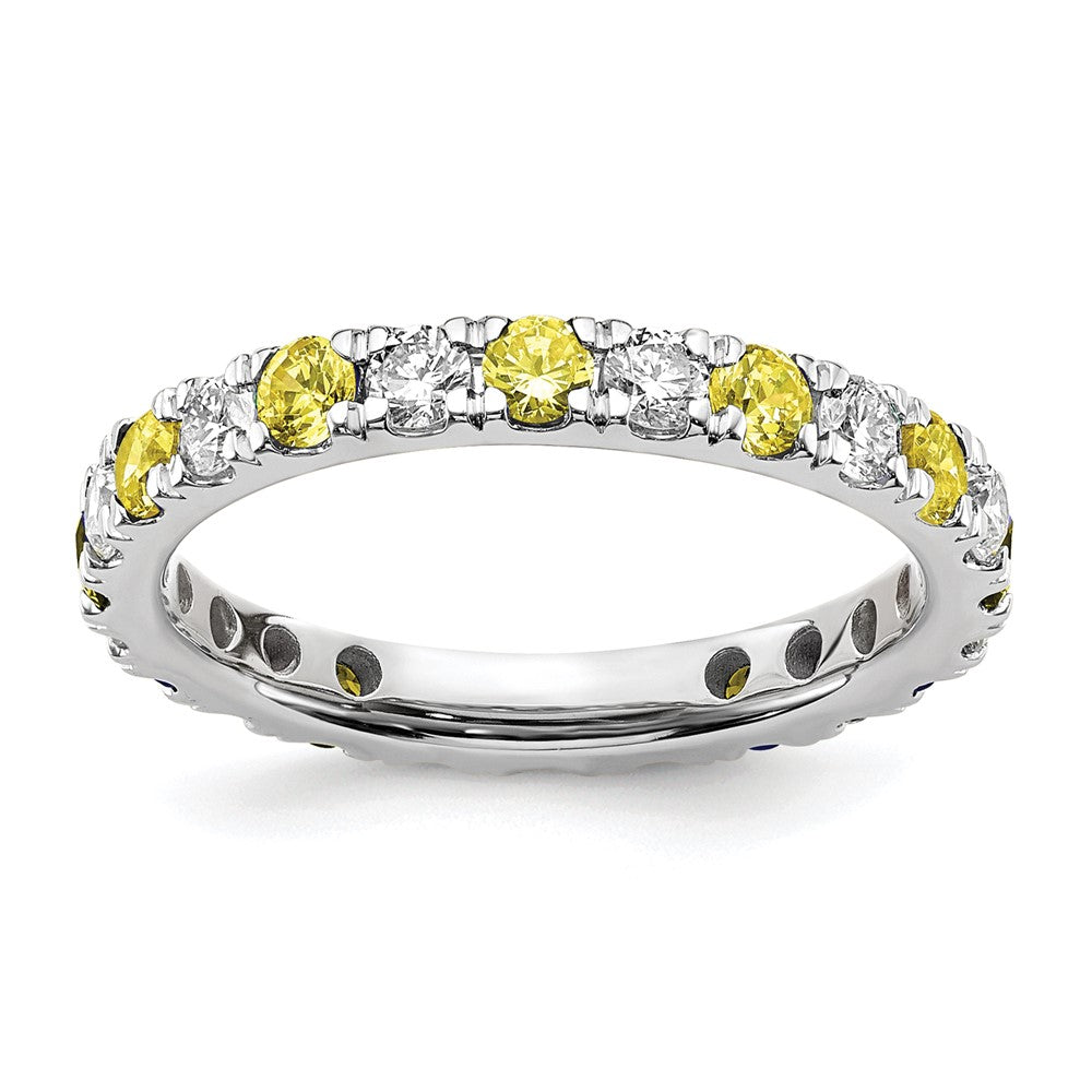 14kw 7/8ct Lab Grown Dia VS/SI+ G+ & Cr Yellow Sapphire Comp Eternity Band