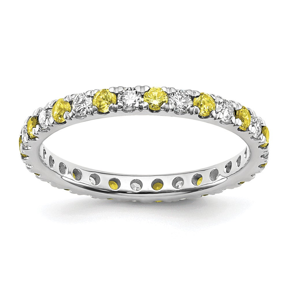 14kw 3/8ct Lab Grown Dia VS/SI+ G+ & Cr Yellow Sapphire Comp Eternity Band