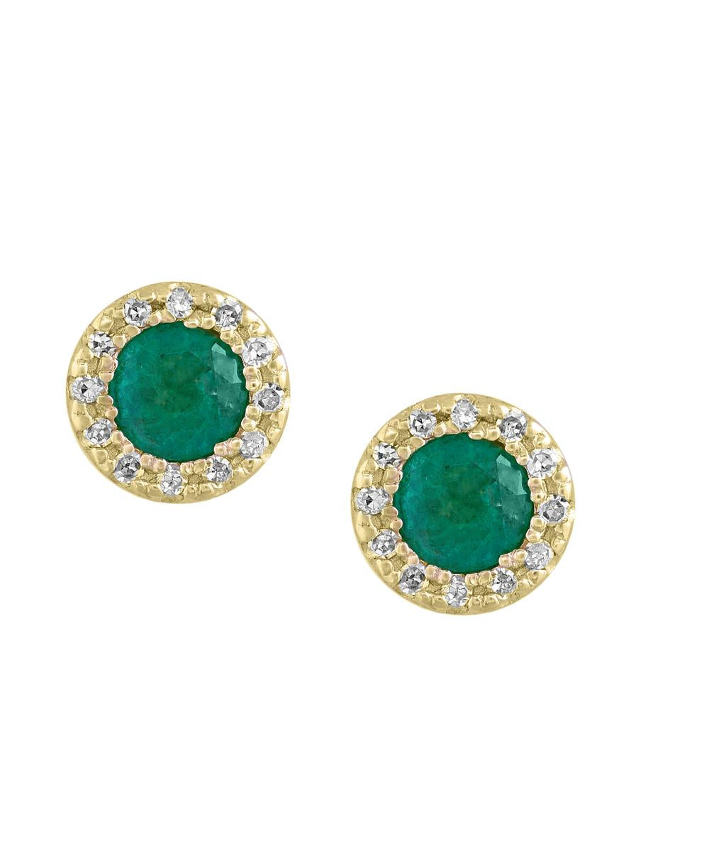 EFFY 14K YELLOW GOLD DIAMOND,NATURAL EMERALD EARRINGS