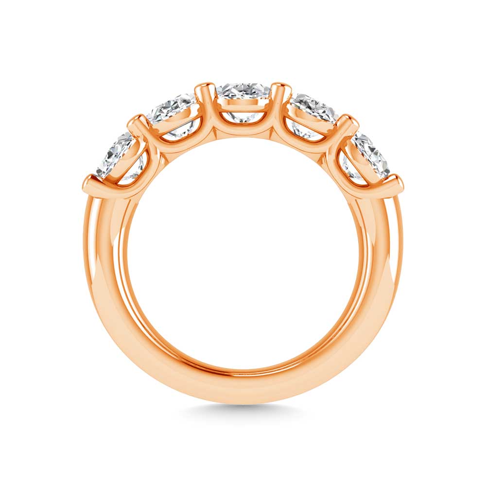 18K Rose Gold 1 CT Tw. Oval Shape Lab Grown Diamond Five Stone Anniversary Band