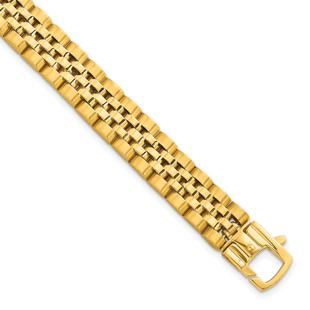 14k Brushed and Polished Fancy Link 10mm Men's Bracelet