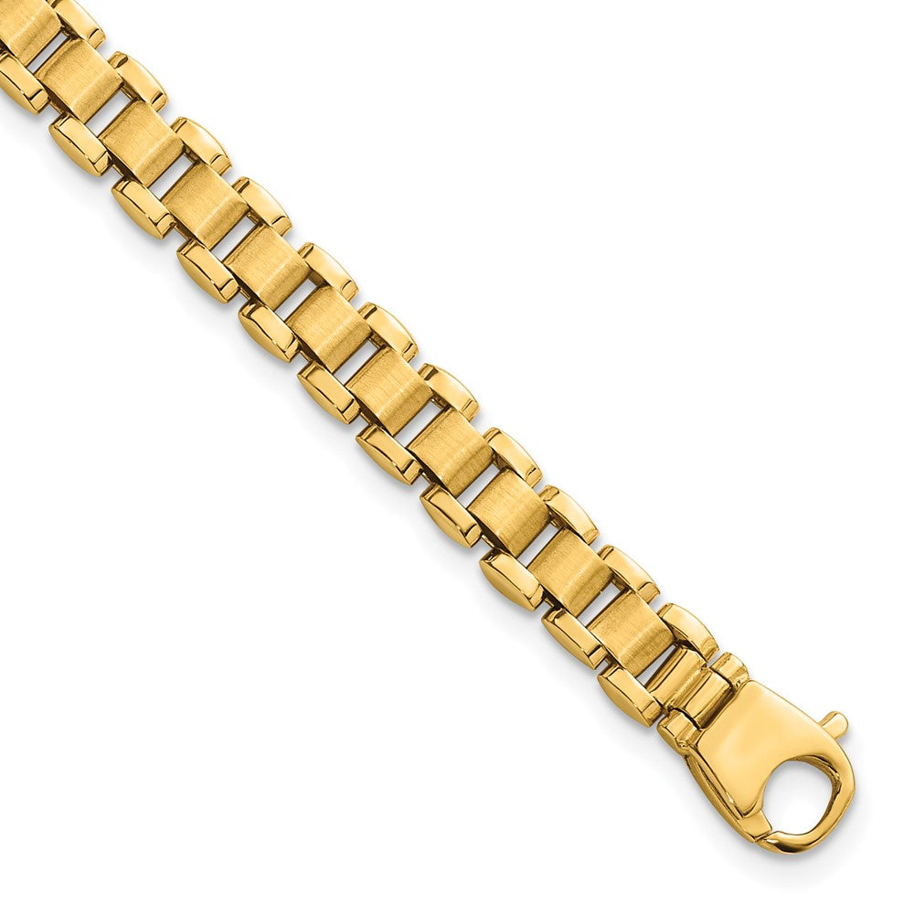 14k Polished and Brushed 8in Fancy Link Bracelet