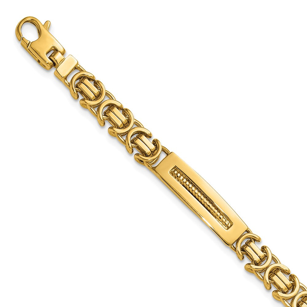 14k Polished Fancy Link and Bars 8 Inch Men's Bracelet