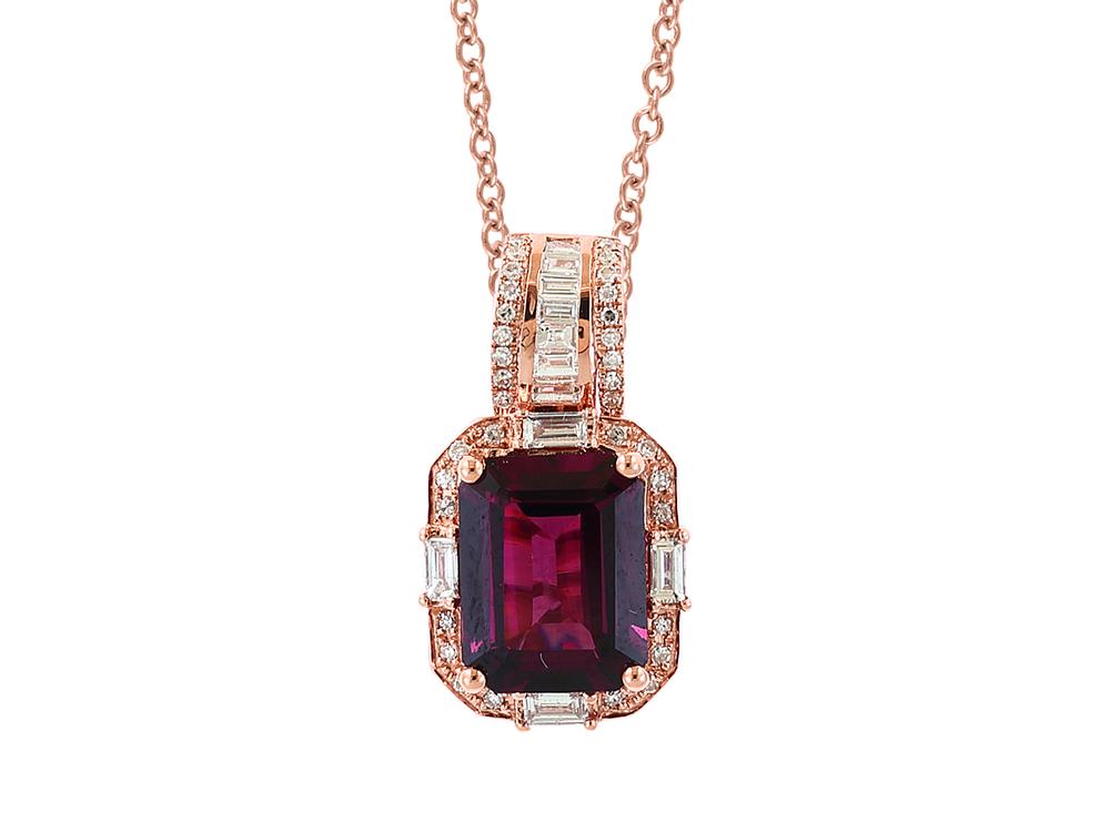 EFFY 14K ROSE GOLD DIAMOND,RHODOLITE PENDANT