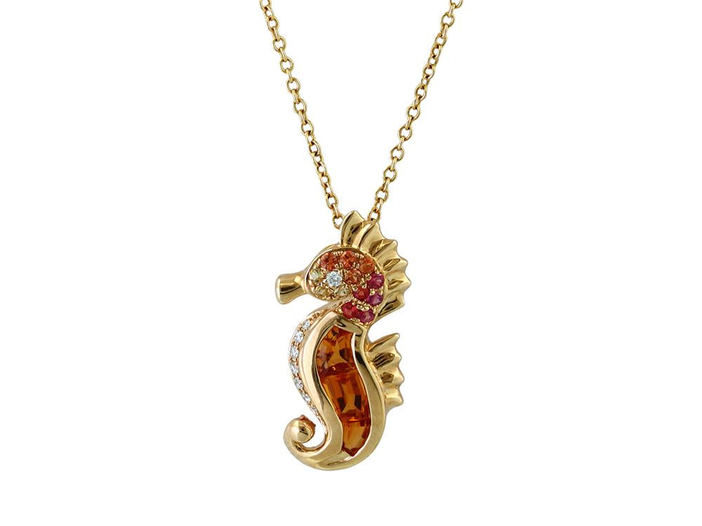 EFFY 14K YELLOW GOLD DIAMOND,CITRINE,YELLOW SAPPHIRE,ORANGE SAPPHIRE PENDANT