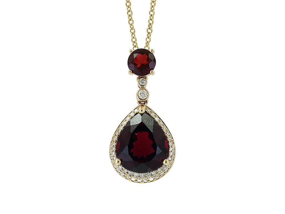 EFFY 14K YELLOW GOLD DIAMOND,GARNET PENDANT