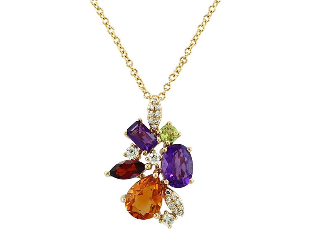 EFFY 14K YELLOW GOLD DIAMOND,AMETHYST,MADERA CITRINE,GARNET,PERIDOT PENDANT