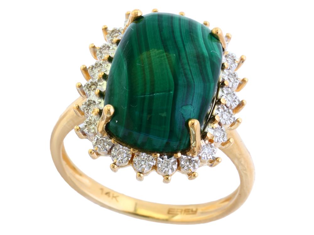EFFY 14K YELLOW GOLD DIAMOND,MALACHITE RING