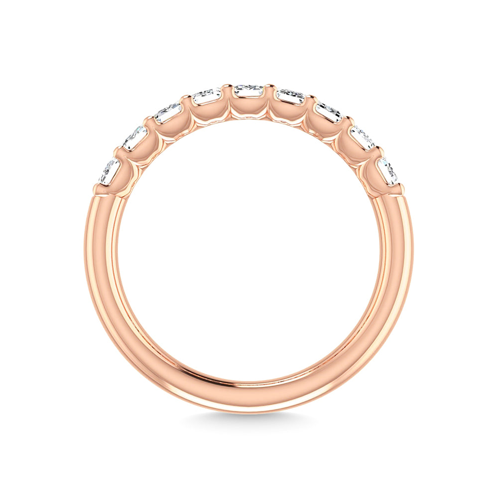 14K Rose Gold 1 Ct.Tw. Emerald Shape Lab Grown Diamond Half Way Eternity Band