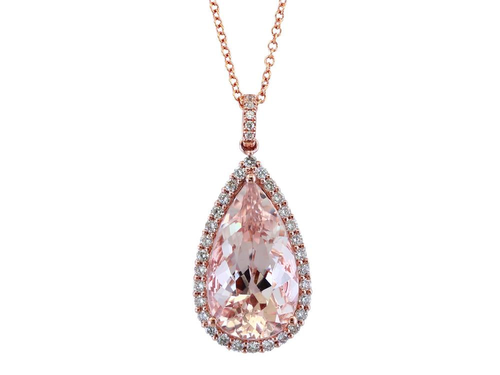EFFY 14K ROSE GOLD DIAMOND,MORGANITE PENDANT