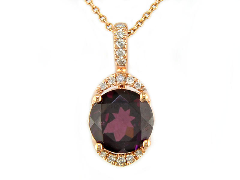 EFFY 14K ROSE GOLD DIAMOND,RHODOLITE PENDANT