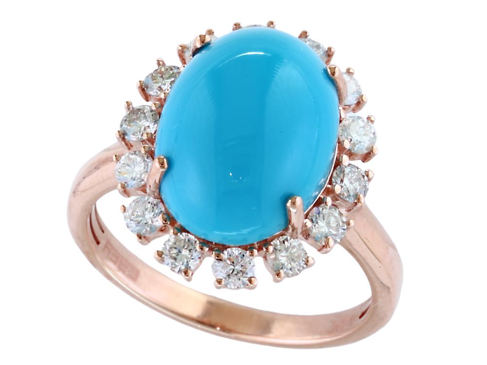EFFY 14K ROSE GOLD DIAMOND,TURQUOISE RING