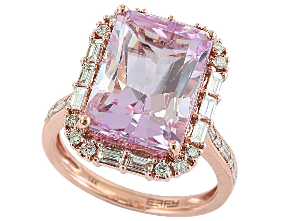 EFFY 14K ROSE GOLD DIAMOND,KUNZITE RING