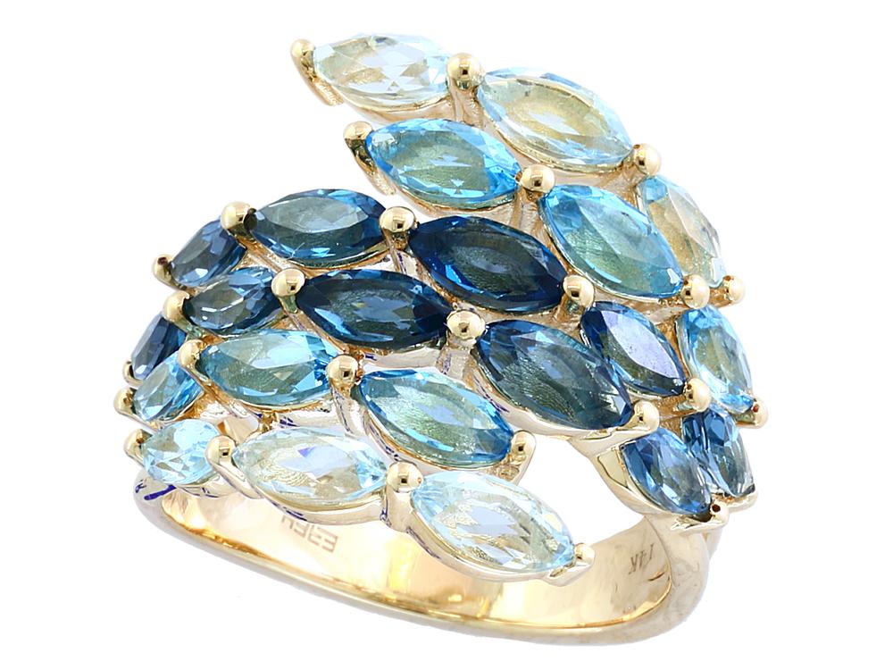 EFFY 14K YELLOW GOLD ,BLUE TOPAZ,LONDON BLUE TOPAZ RING
