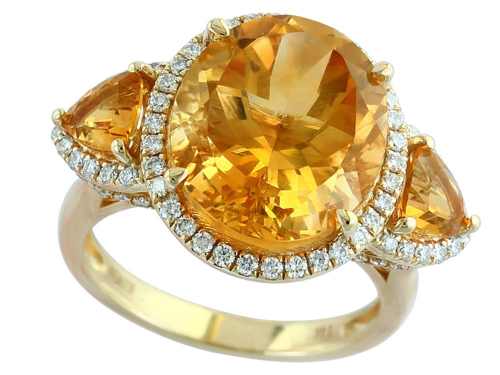 EFFY 14K YELLOW GOLD DIAMOND,CITRINE RING