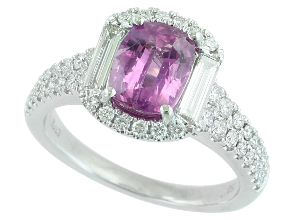 EFFY 18K WHITE GOLD ,PINK SAPPHIRE RING