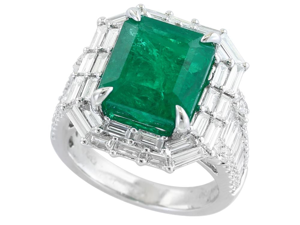 EFFY 18K WHITE GOLD ,NATURAL EMERALD RING