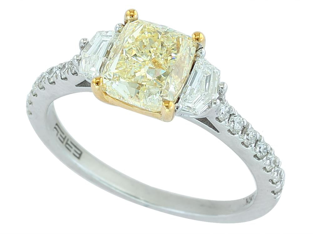 EFFY 18K WHITE and YELLOW GOLD DIAMOND,NATURAL YELLOW DIAMOND RING (WITH 1.84 CT CENTER SIZE) CENTER SIZE: 1.84 CT