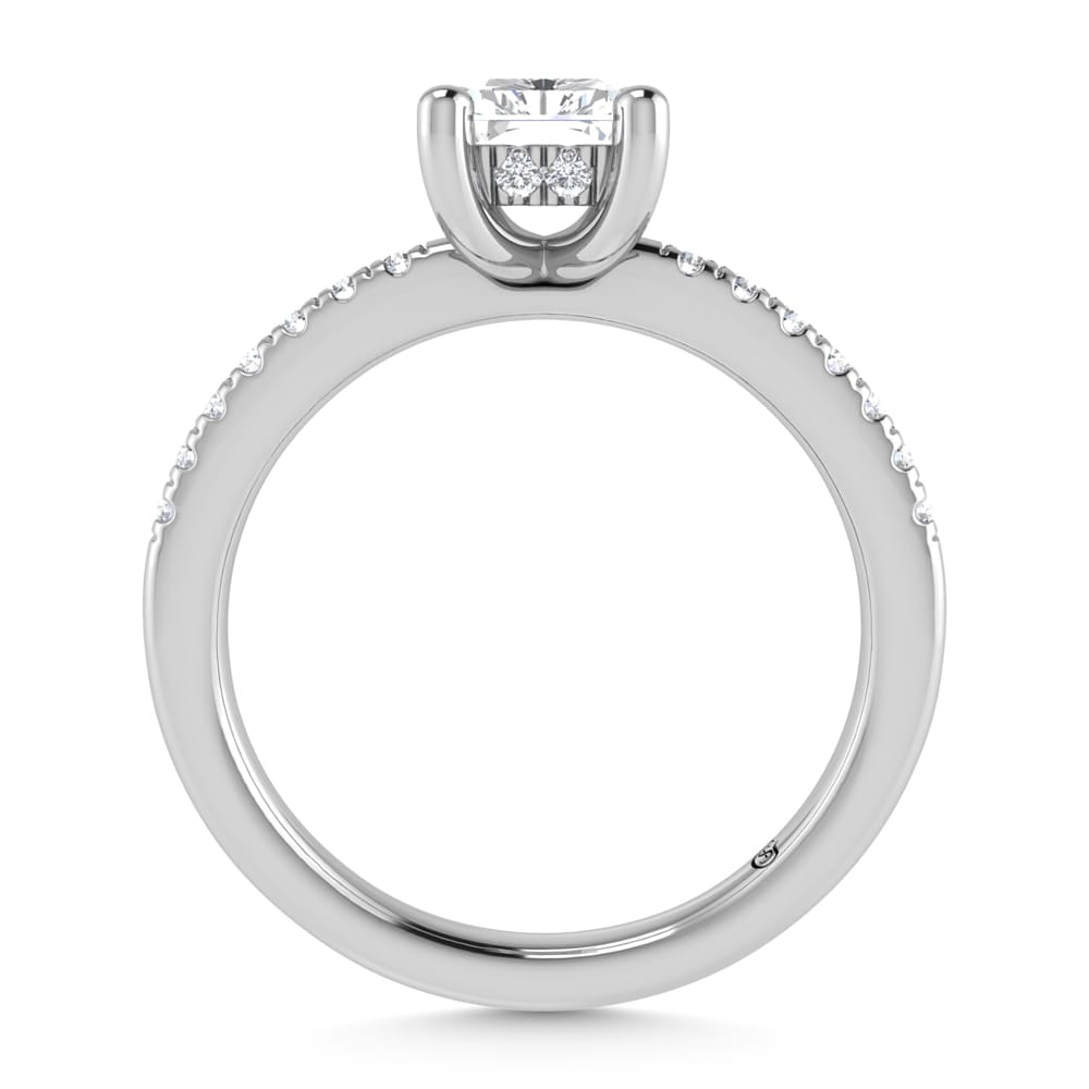 14K White Gold Lab Grown Diamond 7/8 Ct.Tw. IGI Certified Radiant Shape Hidden Halo Engagement Ring