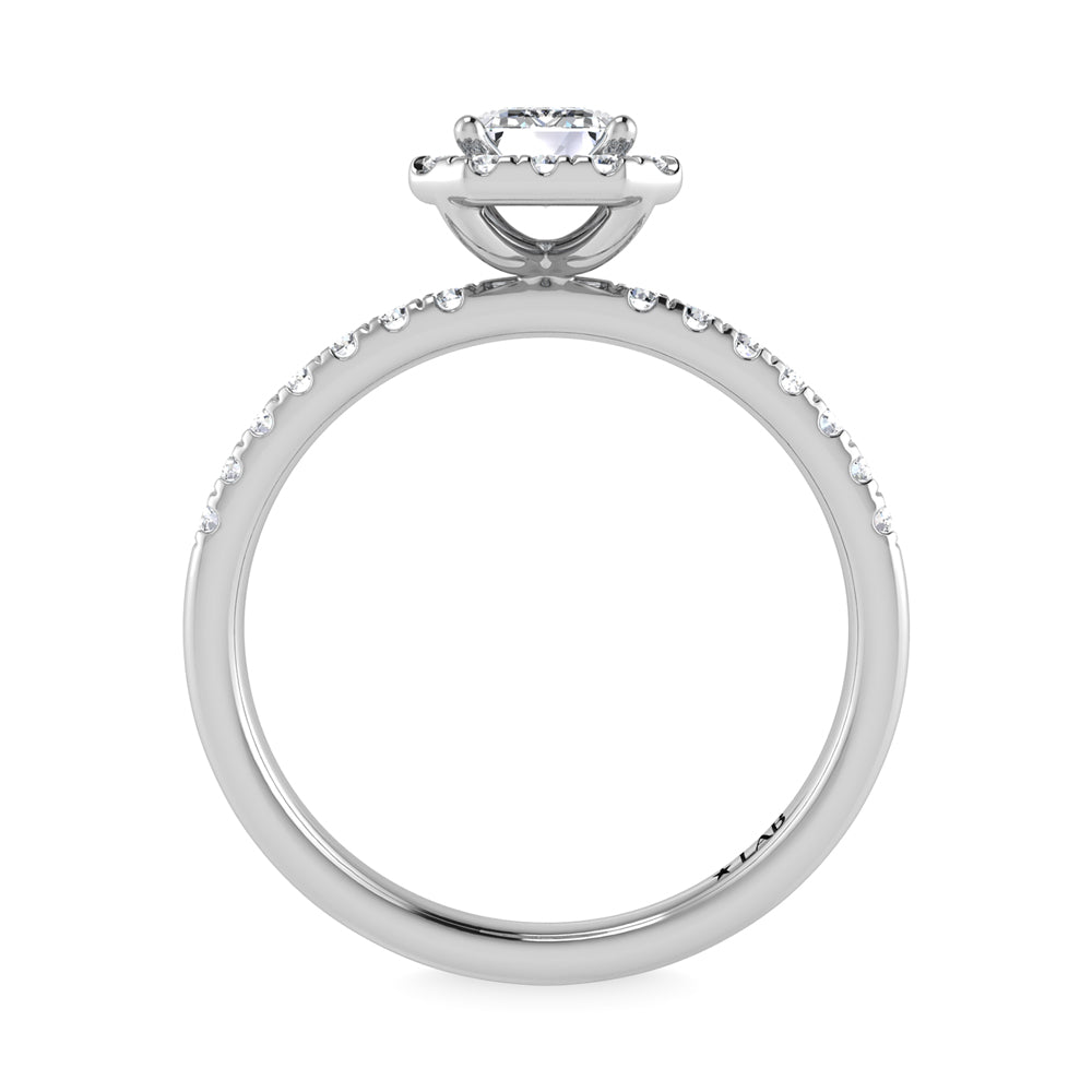 14K White Gold Lab Grown Diamond 1 3/4 Ct.Tw. IGI Certified Emerald Shape Halo Engagement Ring