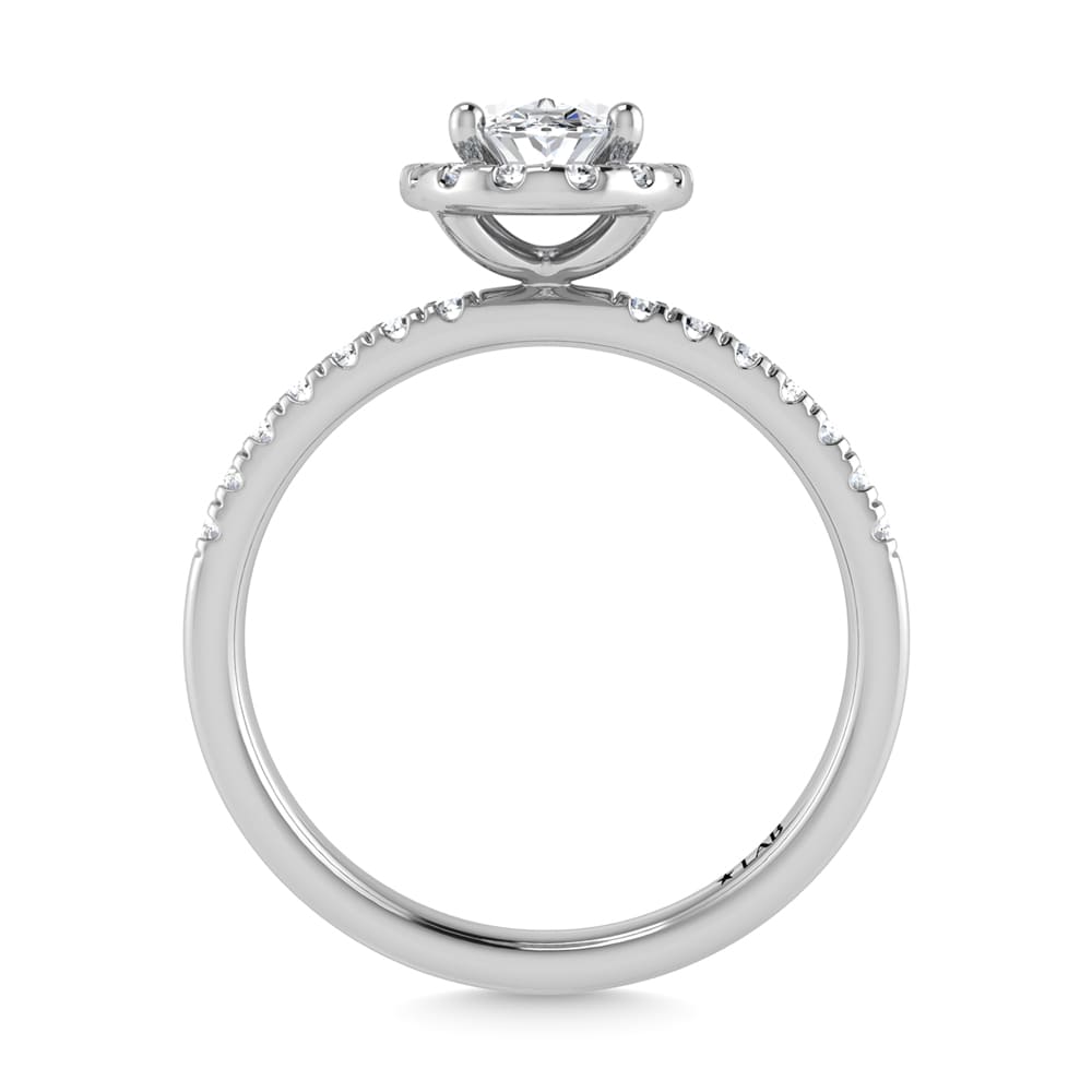 14K White Gold Lab Grown Diamond 1 1/4 Ct.Tw. IGI Certified Oval Shape Halo Engagement Ring