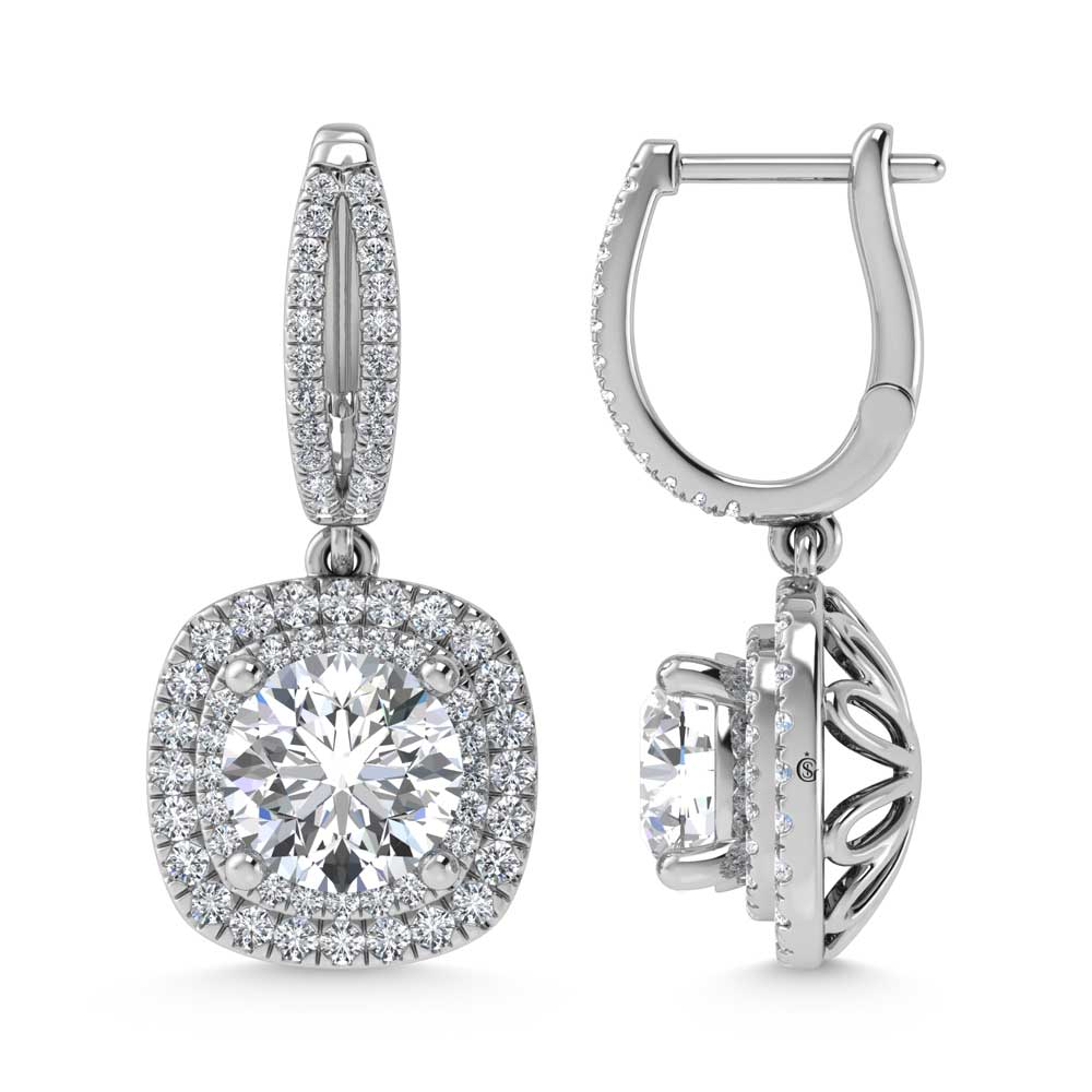 14K White Gold Lab Grown Diamond 4 3/4 Ct.Tw. Round Shape Fashion Earring