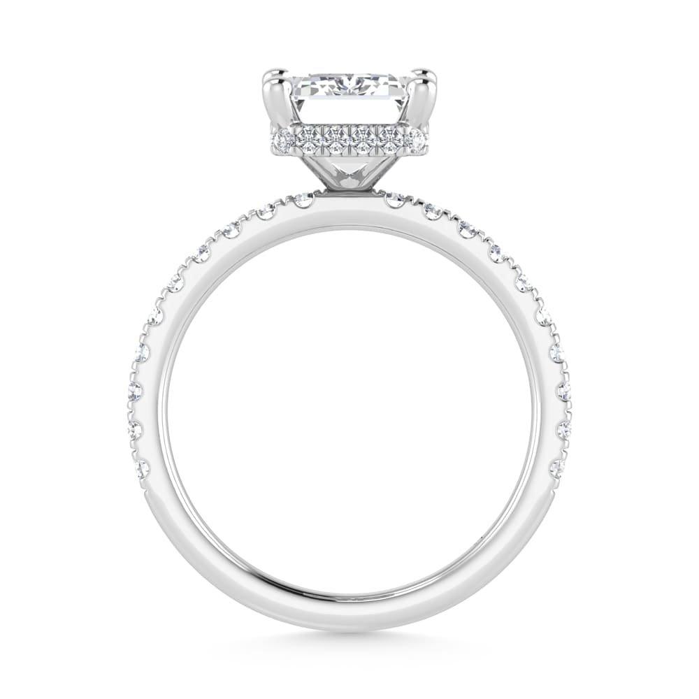 14K White Gold Lab Grown Diamond 4 1/2 Ct.Tw. Emerald Shape Halo IGI Certified Engagement Ring (Center 4 ct)